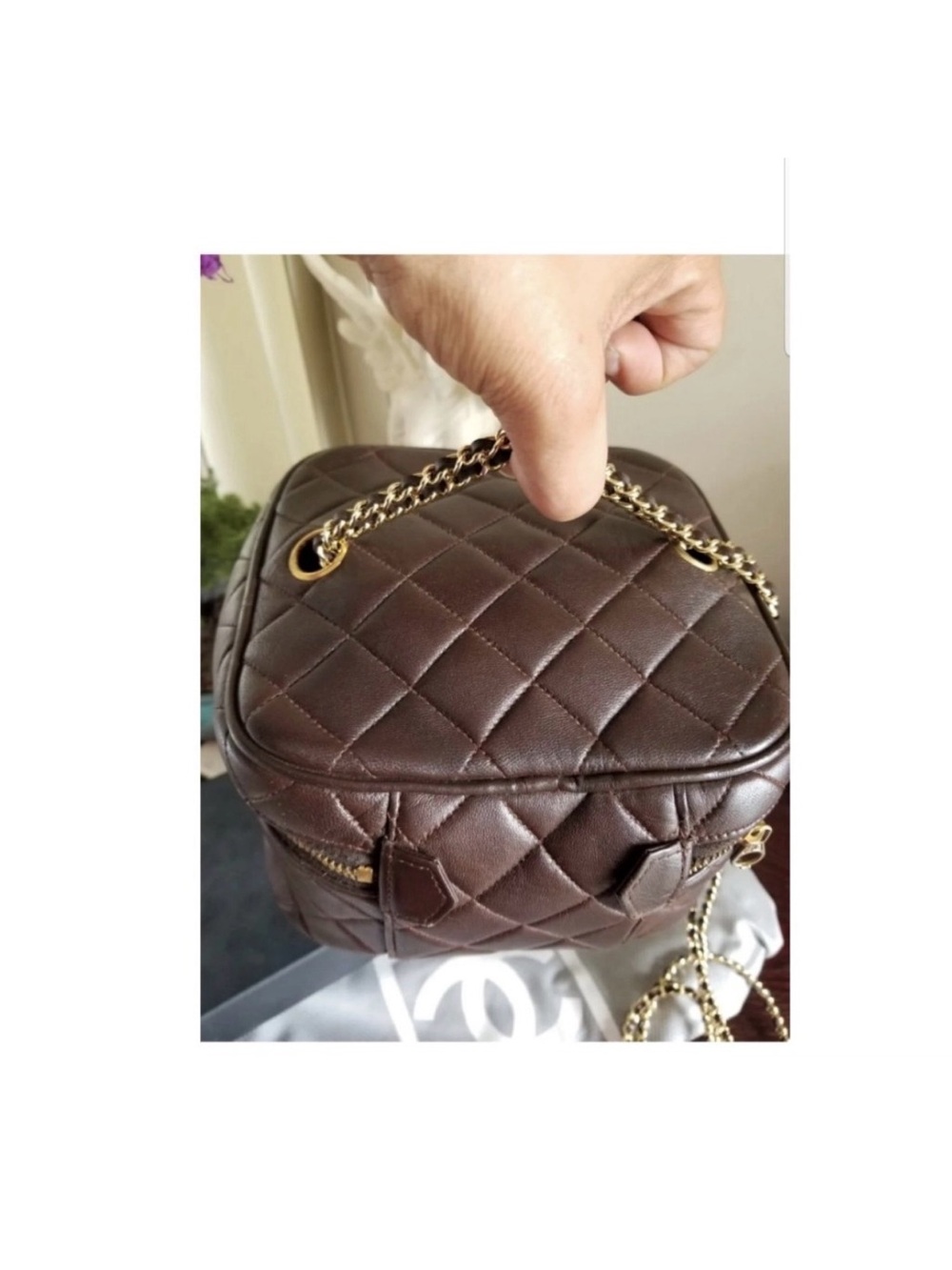 Chanel Quilted CC Embossed Leather Crossbody - Dark Brown - Picture 7 of 10